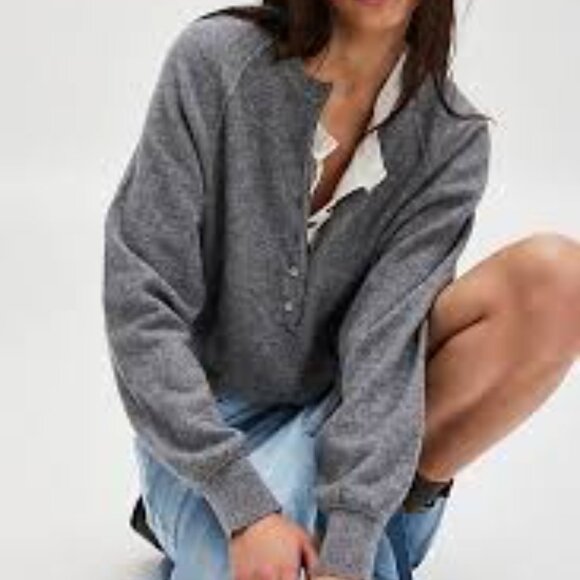 Free People Charcoal V-Neck Sweater - Picture 2 of 10